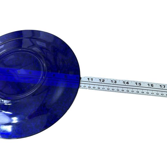 Vintage Cobalt Blue Glass Dinner Plates with Gold Rim 10" Round Decor Lot of 6 - Picture 6 of 7
